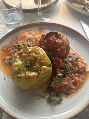 Stuffed peppers  at Aubergine Cafe in Corfu