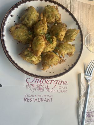 Zucchini fritters  at Aubergine Cafe in Corfu