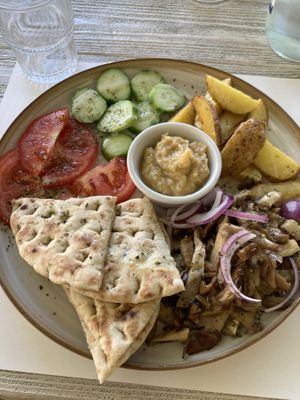 vegan gyros  at Aubergine Cafe in Corfu