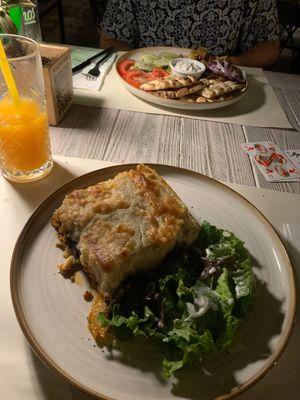 Vegan Moussaka (super delicious!) at Aubergine Cafe in Corfu