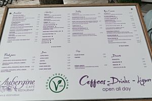 Menu 2024 at Aubergine Cafe in Corfu