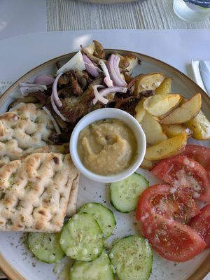Mushroom gyros at Aubergine Cafe in Corfu
