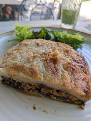 Moussaka at Aubergine Cafe in Corfu