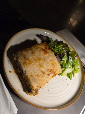 Vegan moussakas at Aubergine Cafe in Corfu