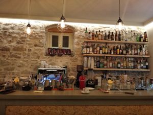 The bar at Aubergine Cafe in Corfu