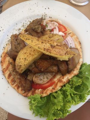 Vegan gyro at Aubergine Cafe in Corfu