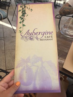 Menu at Aubergine Cafe in Corfu