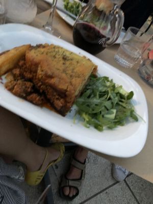 Vegan moussaka  at Aubergine Cafe in Corfu