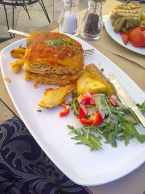 Pastitsio. at Aubergine Cafe in Corfu