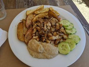 Vegan Gyros at Aubergine Cafe in Corfu
