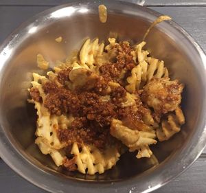 Chili fries at Meta Burger in Denver