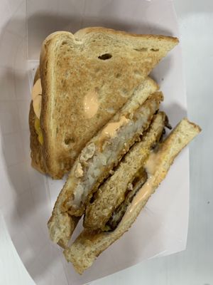 Hangover Chicken Sammy  at Meta Burger in Denver