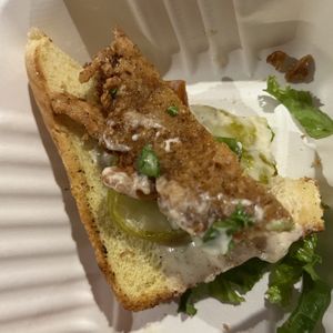 Inside of chicken bacon ranch  at Meta Burger in Denver