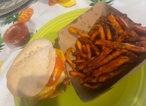 Jalapeño Burger & Sweet Potato Fries  at Meta Burger in Denver