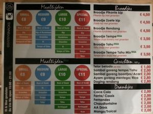 menu at Babby's Kitchen in Utrecht