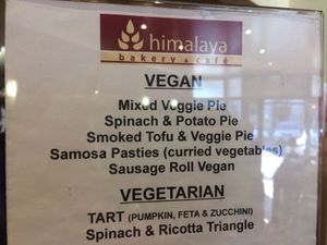 5 vegan savoury pastry options at Himalaya Bakery and Cafe in Daylesford