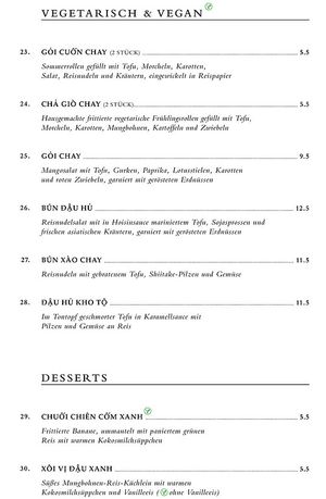 Vegan dishes on the menu at Lúa Cuisine in Frankfurt