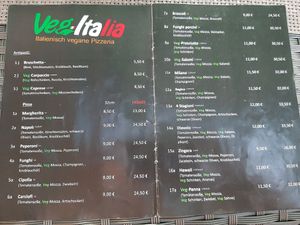 Menu at Veg-Italia in Passau