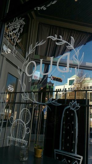 Window at Duo Cafe in Moncton