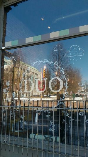 Window at Duo Cafe in Moncton
