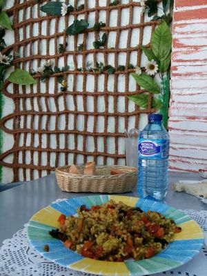 Vegan paella  at Sabores de la Granja in Granada