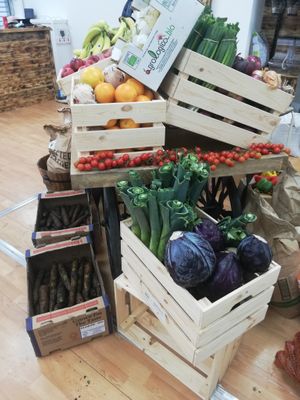 Our veg comes on a Wednesday. As locally sourced as we can get, it's all organic and plastic free. To gaurantee what you want then you can order a veg box from our website at Waste Not Want Not in Birkenhead