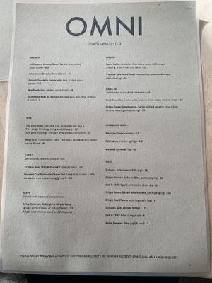 Menu  at Omni Cafe in Whitley Bay