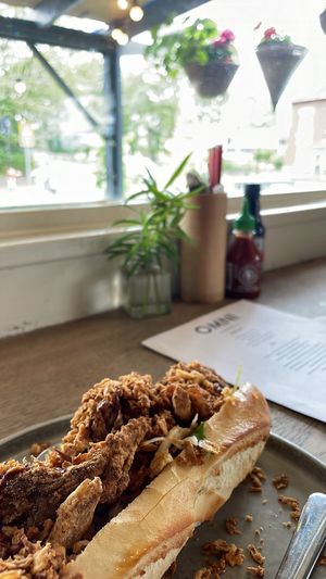 UNREAL!! Love the mushroom banh mi, mushrooms have a meaty texture! Sichuan tofu side is the best tofu i have ever eaten! Garlic mayo with the fries is class as well! 10/10   at Omni Cafe in Whitley Bay