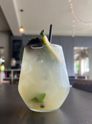 Lychee and lemon spritz   at Omni Cafe in Whitley Bay