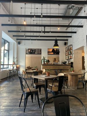 Beautiful minimalist cafe at Skøg in Brno