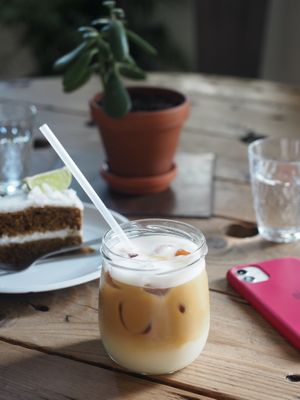 Iced Latte with Oat Milk at Skøg in Brno
