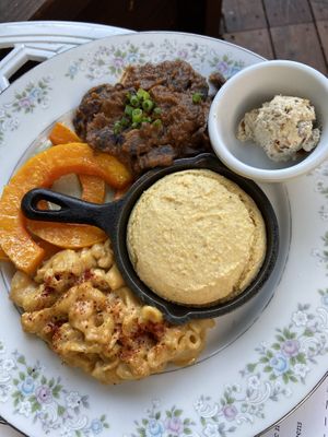 Southern Plate. Best Mac n cheese.  at Fog Eater Cafe in Mendocino