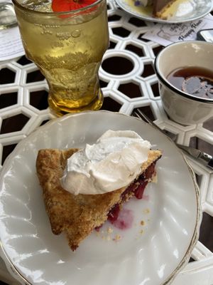 Apple/blackberry pie with coco whip. at Fog Eater Cafe in Mendocino