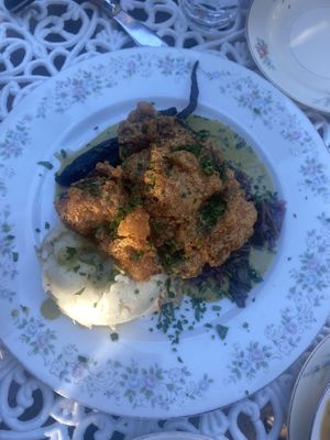 Fried oyster mushrooms at Fog Eater Cafe in Mendocino