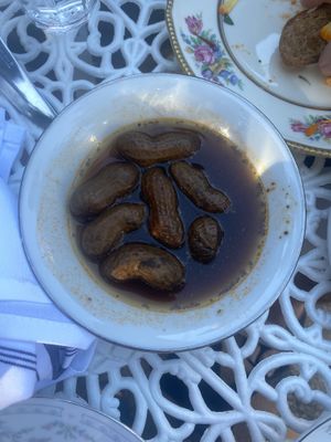 Complimentary boiled peanuts  at Fog Eater Cafe in Mendocino