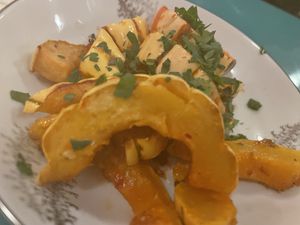 Veggie of day delicita squash  at Fog Eater Cafe in Mendocino