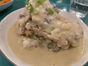 Mash potatoes and gravy  at Fog Eater Cafe in Mendocino