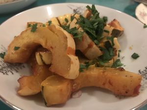 Delicata squash at Fog Eater Cafe in Mendocino