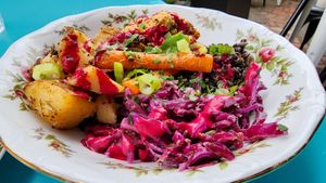 Brunch plate at Fog Eater Cafe in Mendocino