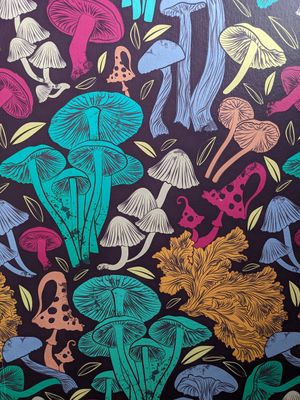 The most amazing wallpaper I've ever seen is in their adorable bathroom at Fog Eater Cafe in Mendocino