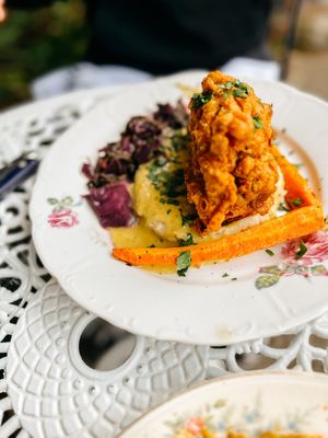 My favorite, their fried lion’s mane.   at Fog Eater Cafe in Mendocino