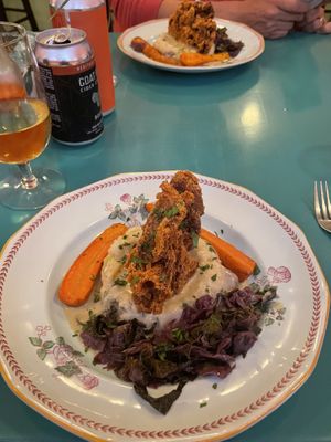 Fried oyster mushroom  at Fog Eater Cafe in Mendocino