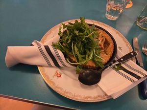 Asparagus Pea and Cauliflower pot por at Fog Eater Cafe in Mendocino