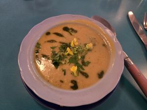 Soup de jour at Fog Eater Cafe in Mendocino