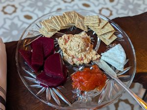 Vegan Cheese plate at Fog Eater Cafe in Mendocino