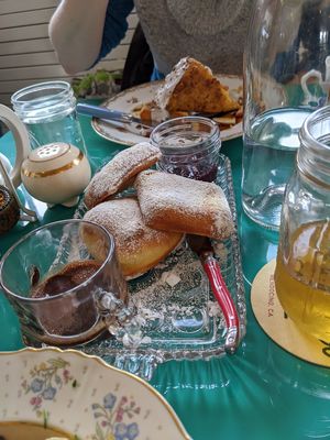 Vegan beignet! at Fog Eater Cafe in Mendocino