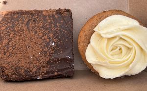 Brownie and cupcake   at Provisions in Vallejo