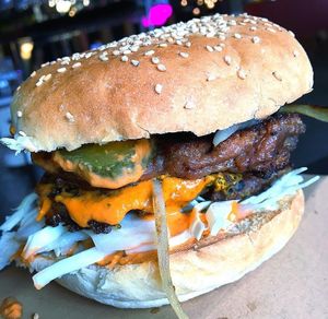 Humanimal style burger at Wanderer in Leeds