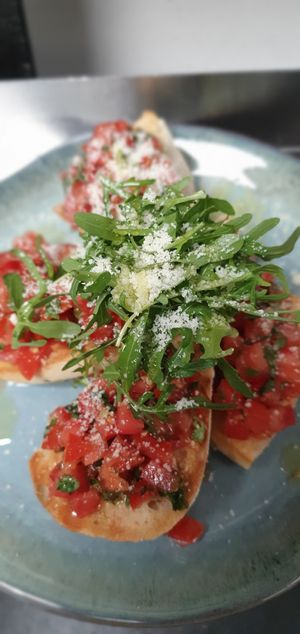 Vegan bruschetta  at Pasta Factory in Galway