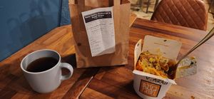 Takeaway spicy arrabbiata sauce with rigatoni at Pasta Factory in Galway